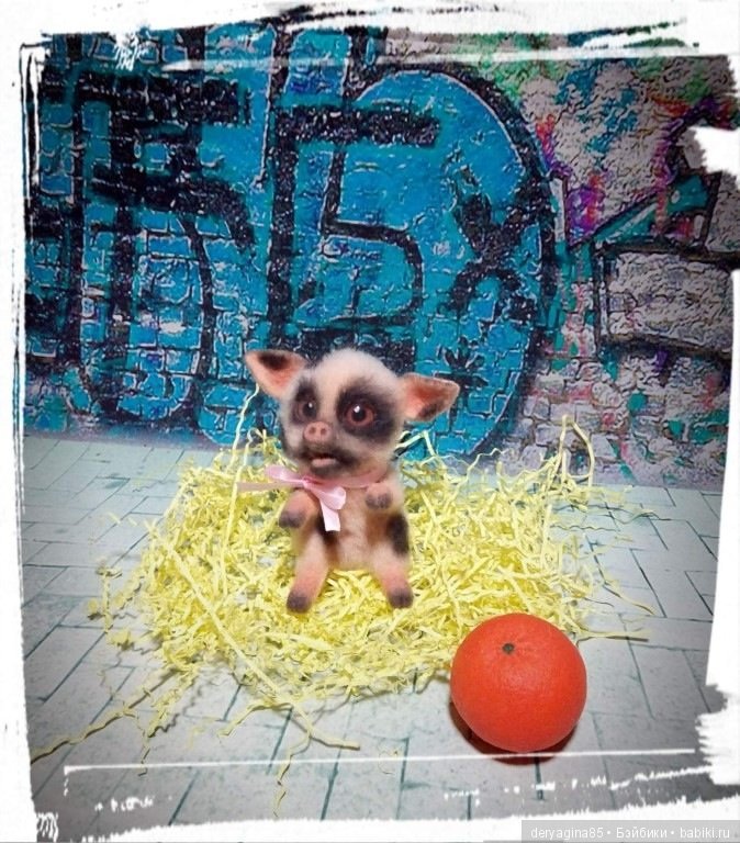 Поросёнок — Валяные игрушки из шерсти: сухое валяние