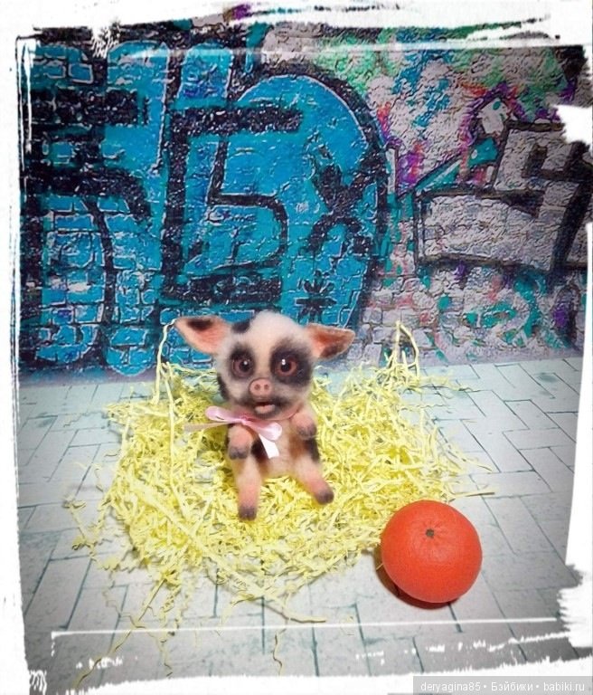 Поросёнок — Валяные игрушки из шерсти: сухое валяние