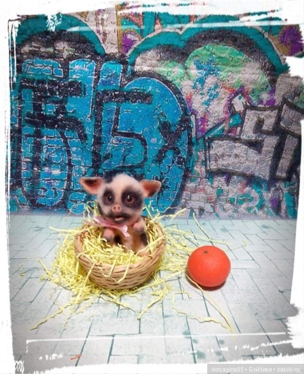 Поросёнок — Валяные игрушки из шерсти: сухое валяние (фото 3)