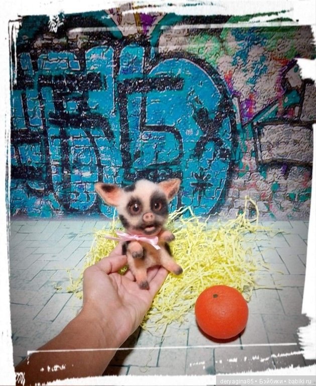 Поросёнок — Валяные игрушки из шерсти: сухое валяние (фото 8)