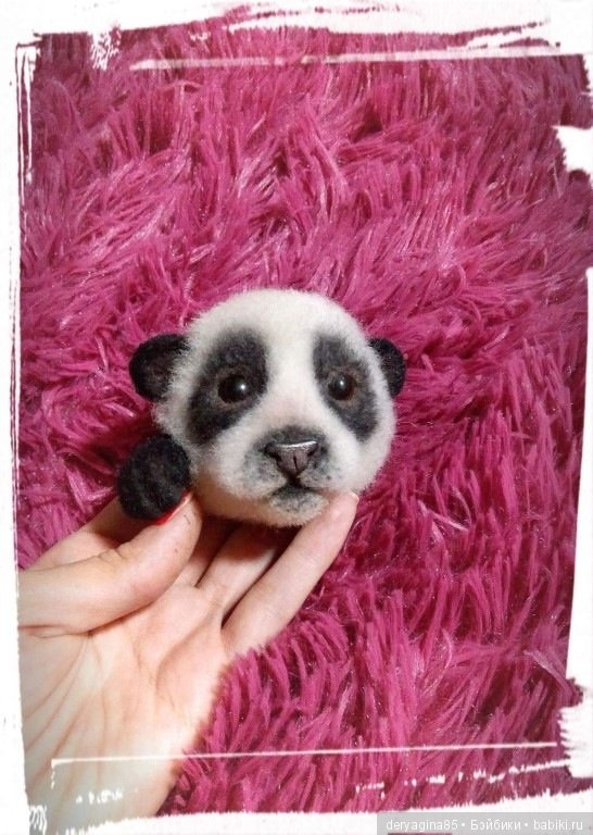 Брошь Панда — Валяные игрушки из шерсти: сухое валяние (фото 8)