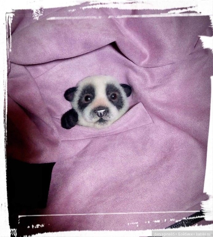 Брошь Панда — Валяные игрушки из шерсти: сухое валяние (фото 2)