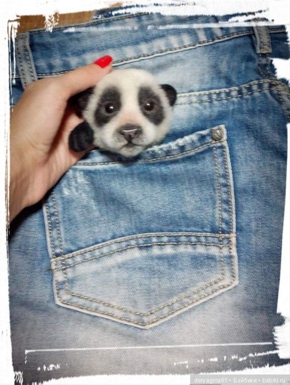 Брошь Панда — Валяные игрушки из шерсти: сухое валяние (фото 6)