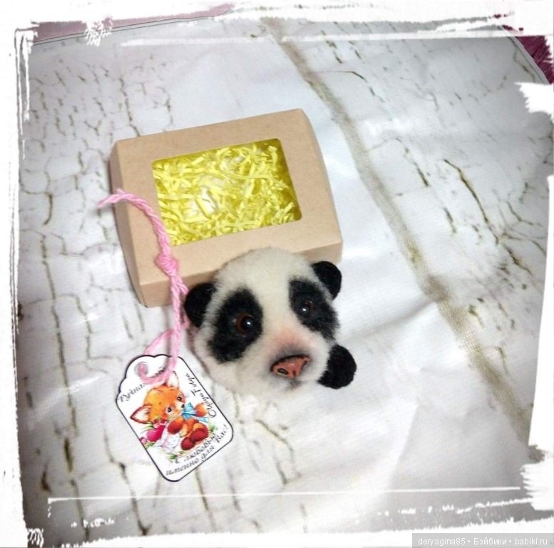 Еще одна панда брошь — Валяные игрушки из шерсти: сухое валяние (фото 5)