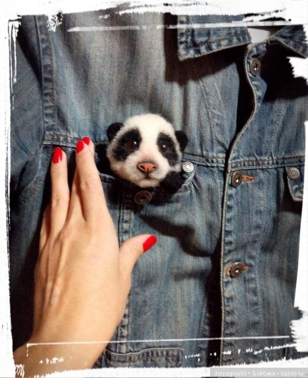 Еще одна панда брошь — Валяные игрушки из шерсти: сухое валяние