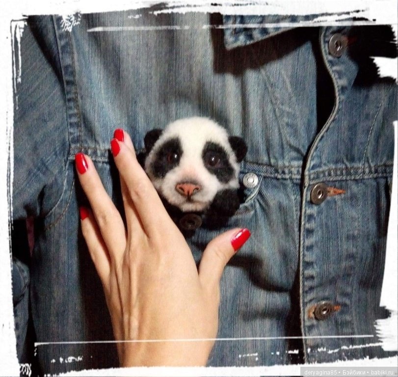 Еще одна панда брошь — Валяные игрушки из шерсти: сухое валяние (фото 3)