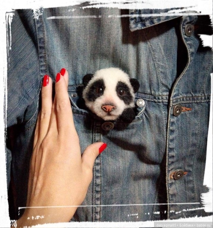 Еще одна панда брошь — Валяные игрушки из шерсти: сухое валяние (фото 4)