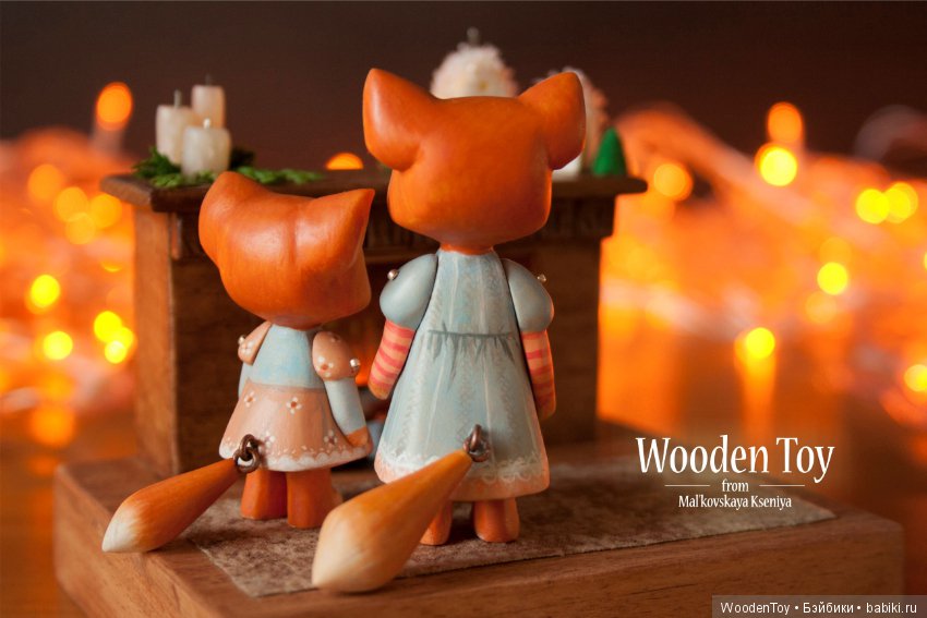 Мама и дочка (деревянные лисички) (фото 10)