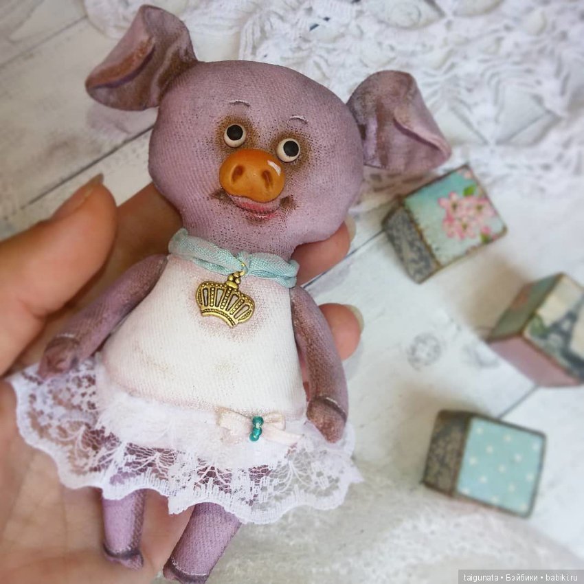 Свинка Няша — Текстильные игрушки и примитивы: кофейные