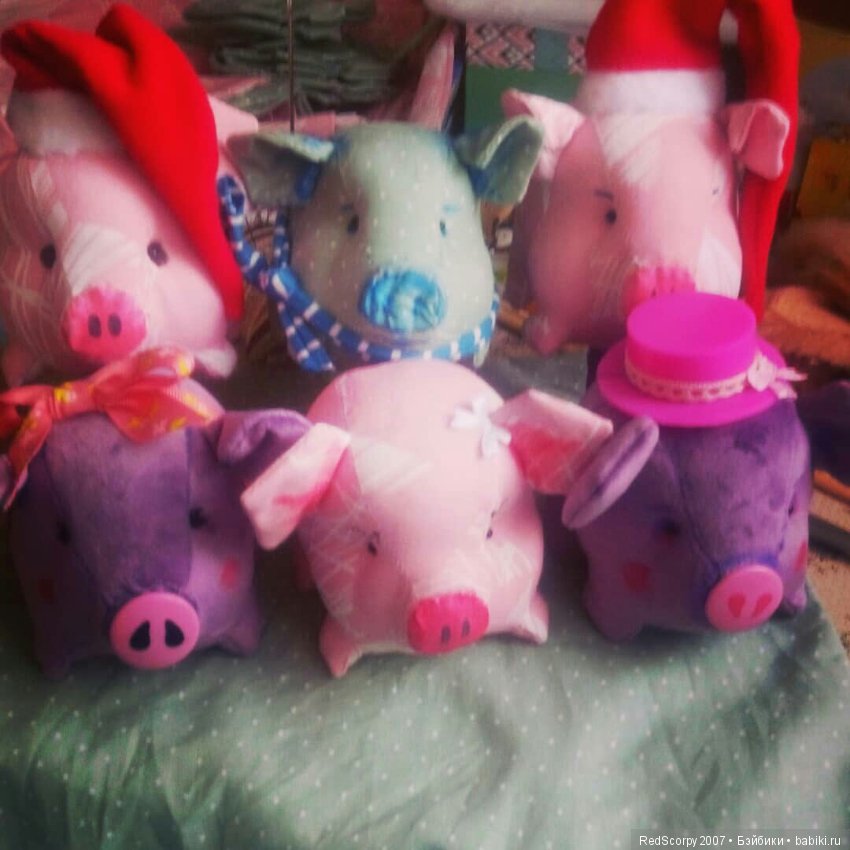Мои новые игрушки-хрюшки по моей авторской выкройке... готовимся к Новому Году (фото 9)