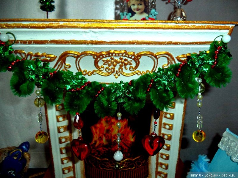 Камин с новогодними аксессуарами. Для кукол до 40 сантиметров (фото 8)