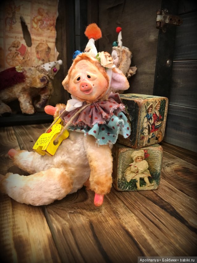 Пэдди... поросенок-тедди-долл. коллекция "Винтажный цирк" (фото 8)