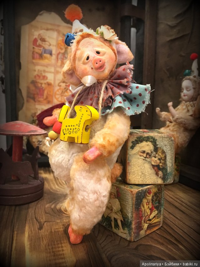 Пэдди... поросенок-тедди-долл. коллекция "Винтажный цирк" (фото 3)