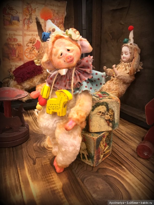 Пэдди... поросенок-тедди-долл. коллекция "Винтажный цирк" (фото 2)