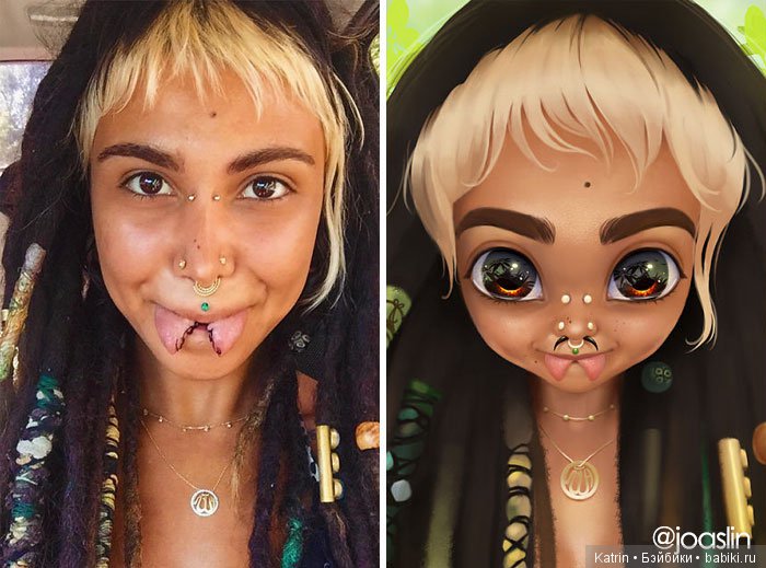 JoAsLiN рисует портреты людей в стиле популярных мультипликационных студий Дисней и Пиксар