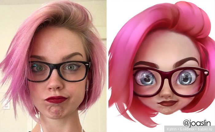 JoAsLiN рисует портреты людей в стиле популярных мультипликационных студий Дисней и Пиксар