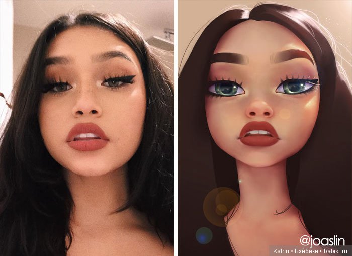 JoAsLiN рисует портреты людей в стиле популярных мультипликационных студий Дисней и Пиксар