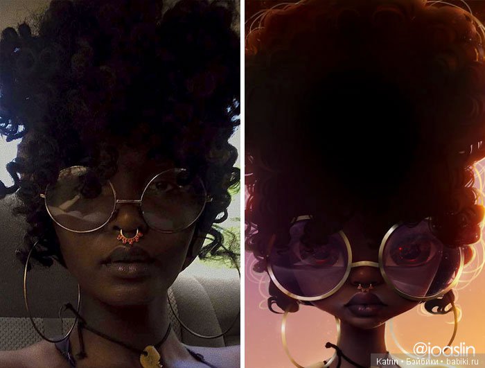 JoAsLiN рисует портреты людей в стиле популярных мультипликационных студий Дисней и Пиксар