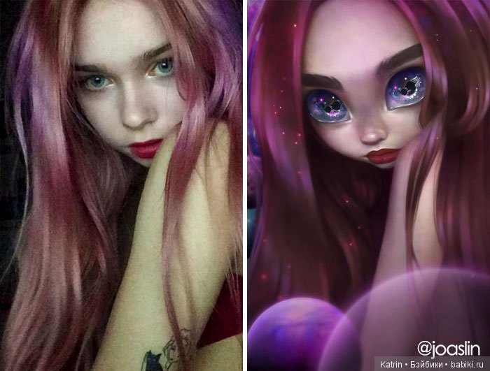 JoAsLiN рисует портреты людей в стиле популярных мультипликационных студий Дисней и Пиксар