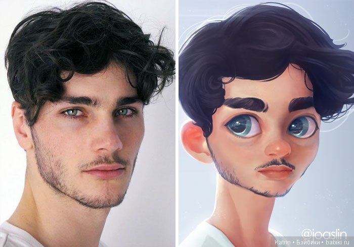 JoAsLiN рисует портреты людей в стиле популярных мультипликационных студий Дисней и Пиксар