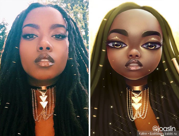 JoAsLiN рисует портреты людей в стиле популярных мультипликационных студий Дисней и Пиксар