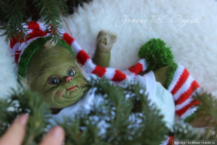 OOAK baby Grinch от скульптора Joanna Kazmierczak