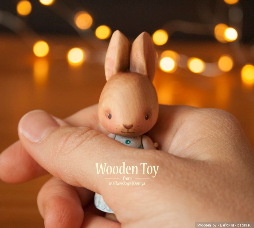 Ладошечная зайка, вырезана из кедра (фото 7)