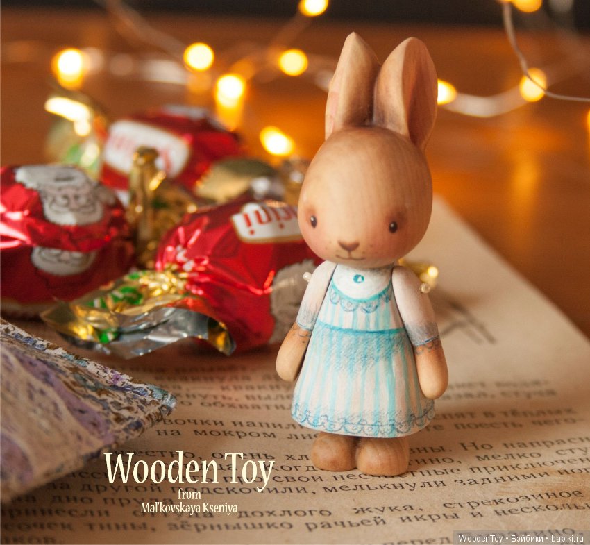 Ладошечная зайка, вырезана из кедра (фото 6)