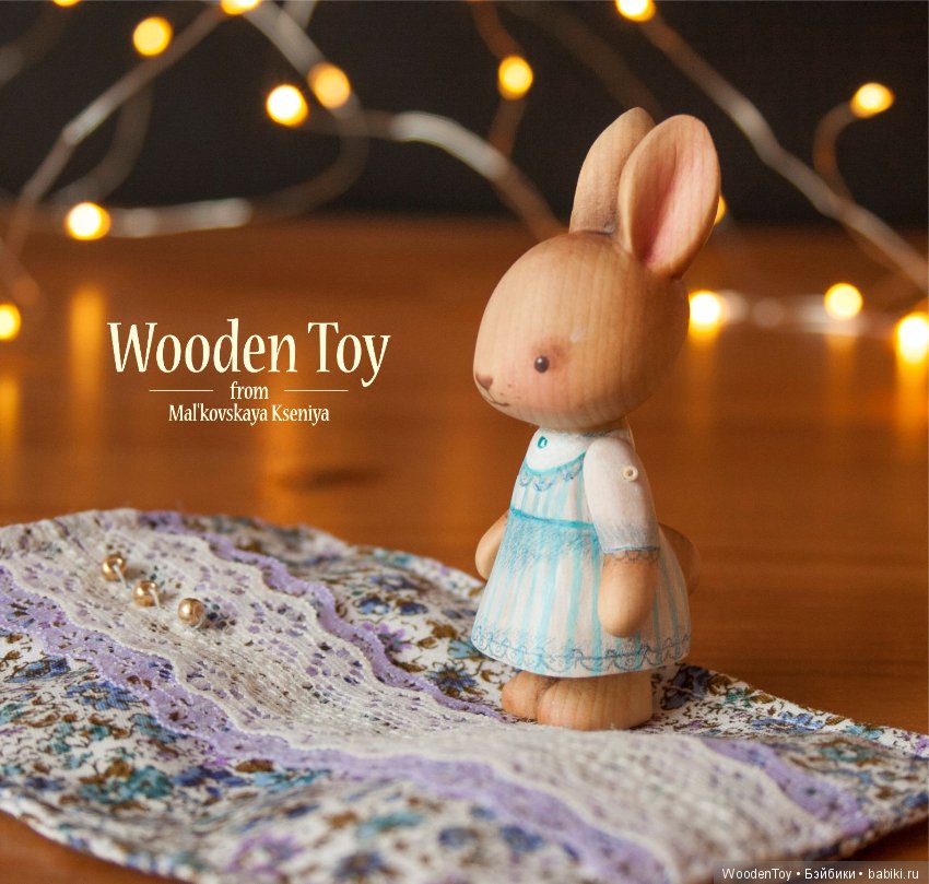 Ладошечная зайка, вырезана из кедра (фото 3)