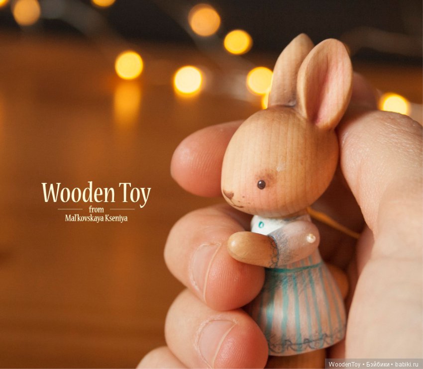 Ладошечная зайка, вырезана из кедра (фото 8)