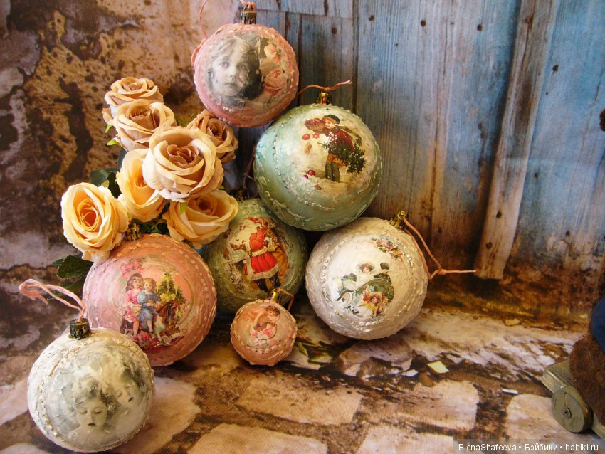 Вот решила себя порадовать... Елочные игрушки в ретро стиле (фото 2)