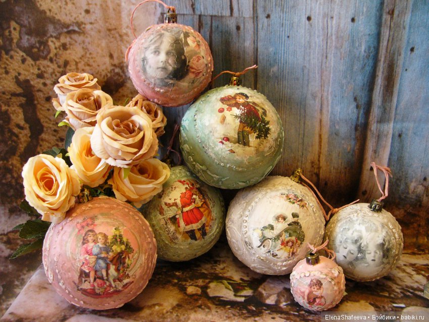 Вот решила себя порадовать... Елочные игрушки в ретро стиле (фото 4)
