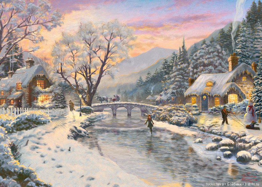 Зимние и новогодние пейзажи Томаса Кинкейда - художника света