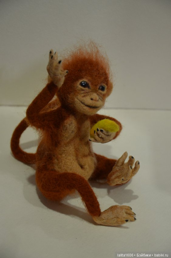 Обезьяна. Игрушка в технике сухое валяние (фото 9)