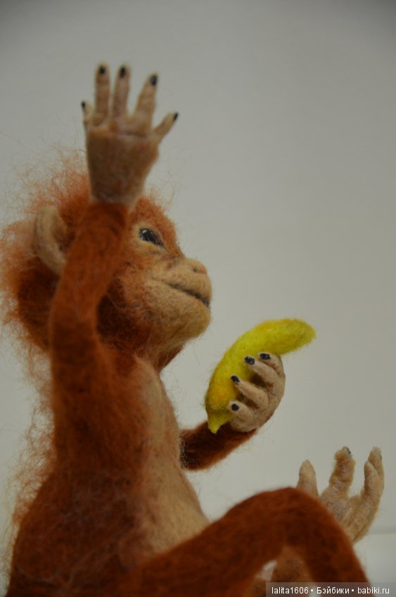 Обезьяна. Игрушка в технике сухое валяние (фото 3)