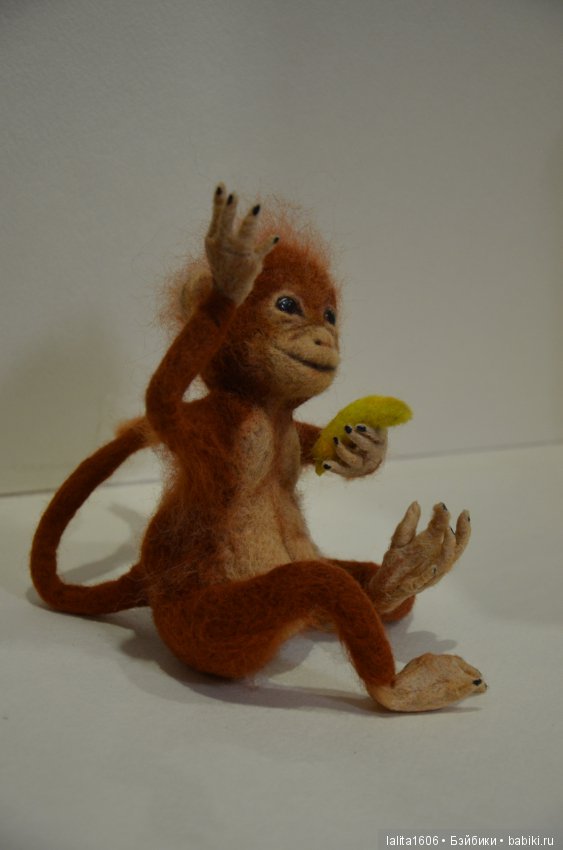 Обезьяна. Игрушка в технике сухое валяние (фото 8)
