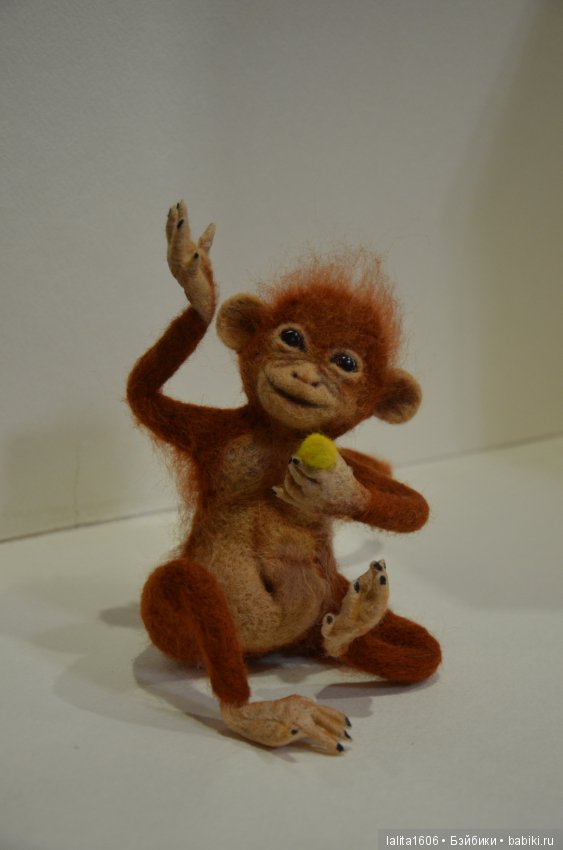 Обезьяна. Игрушка в технике сухое валяние (фото 7)