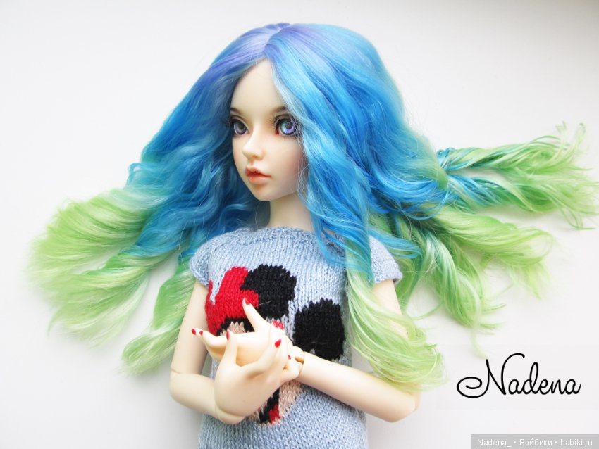 Голубо-зелёный парик — Одежда и обувь для кукол BJD (БЖД): 1/3 (фото 4)