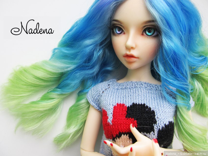Голубо-зелёный парик — Одежда и обувь для кукол BJD (БЖД): 1/3 (фото 2)