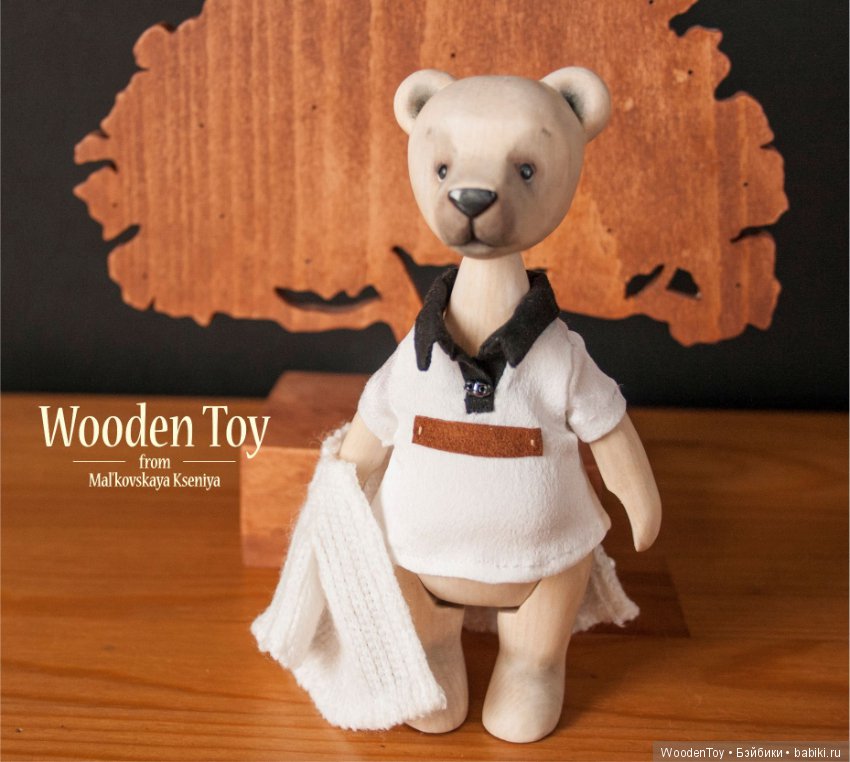 Деревянный (кедровый) белый мишка (фото 2)