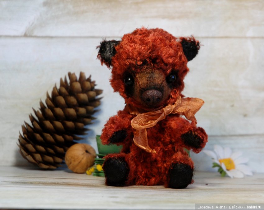 Красный теддик — Текстильные игрушки и примитивы: кофейные