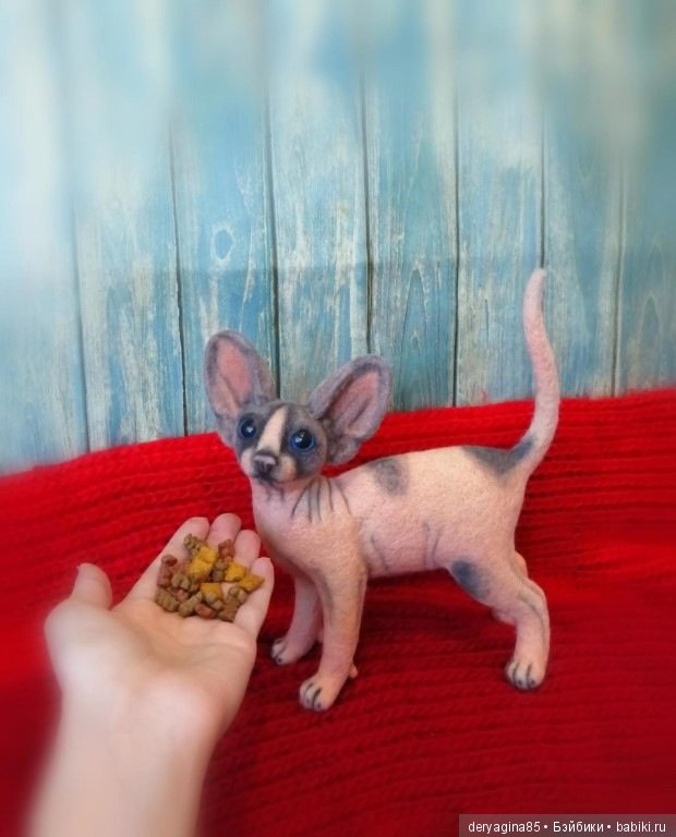 Котёнок сфинкса — Валяные игрушки из шерсти: сухое валяние