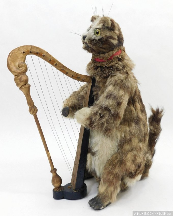 "Котик играет на арфе" - автоматон от Roullet et Decamps (фото 2)