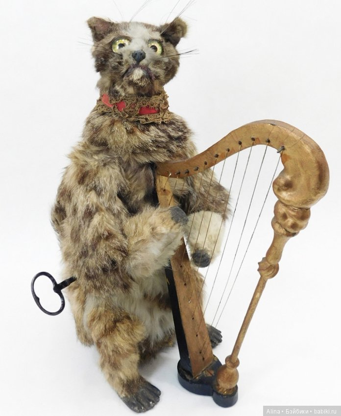 "Котик играет на арфе" - автоматон от Roullet et Decamps (фото 3)
