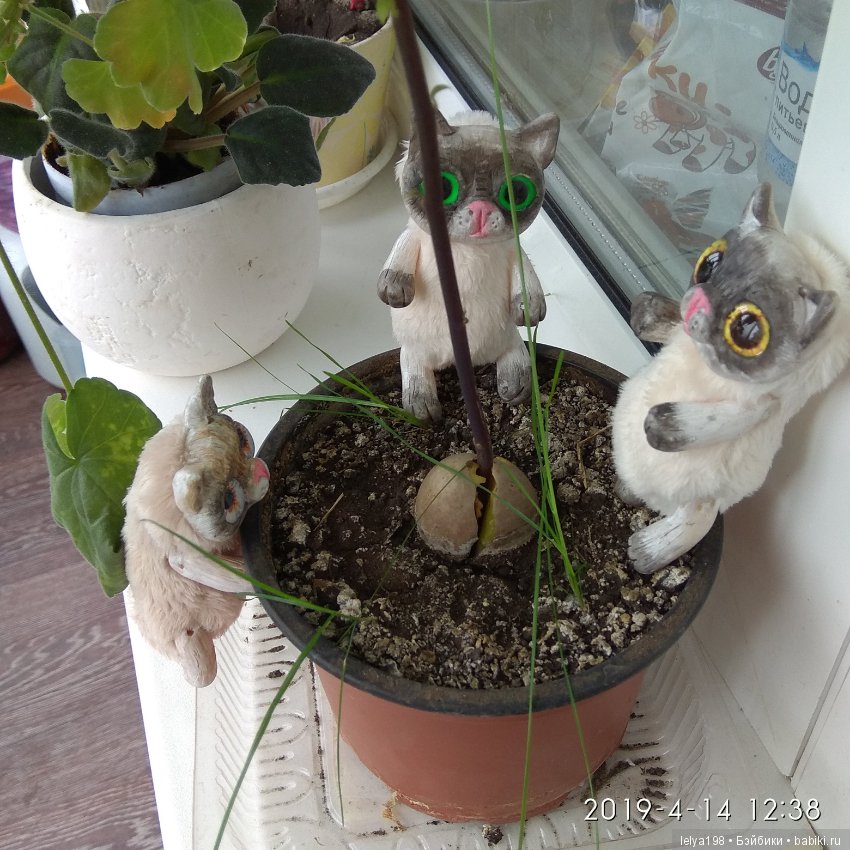 Котики проказники — Игрушки в смешанной технике (мех и глина): Арт