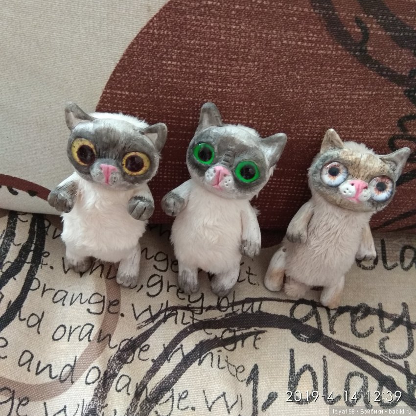 Котики проказники — Игрушки в смешанной технике (мех и глина): Арт