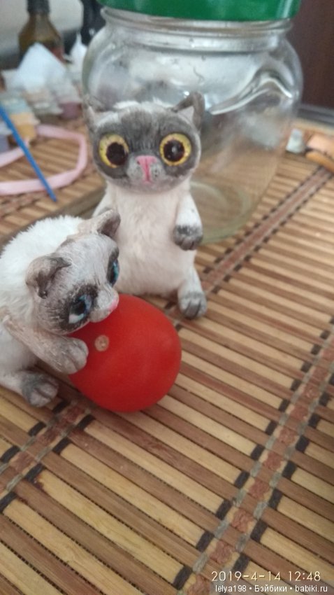 Котики проказники — Игрушки в смешанной технике (мех и глина): Арт