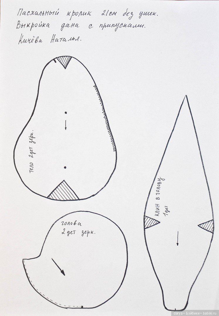 Выкройка кролика Тедди, автор Наталья Кичева (фото 4)
