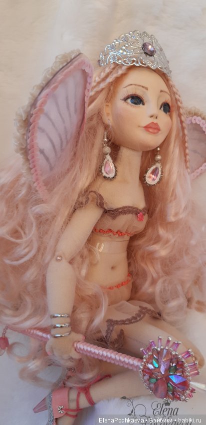 Фея с волшебной палочкой, шарнирная интерьерная кукла (фото 4)