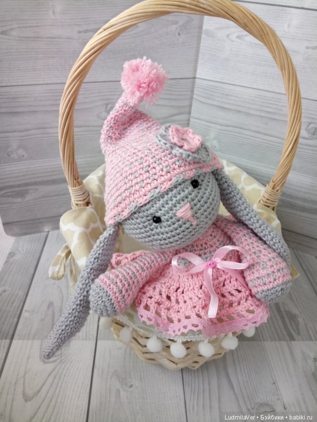 Зайка вязаная 26 см — Вязаные игрушки и амигуруми: крючком (фото 9)